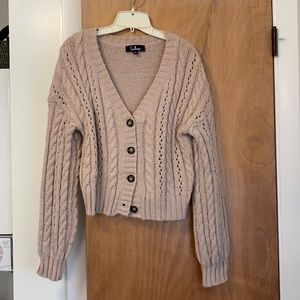 Sand colored cropped cardigan, worn once